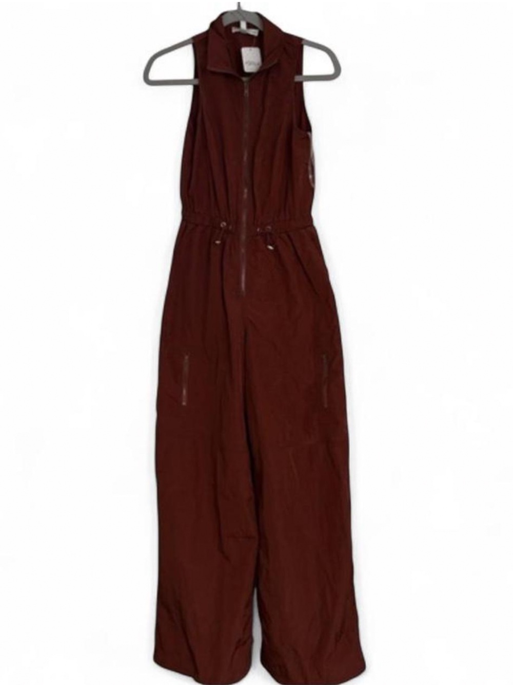 Boho Rare London Balloon Leg Sleeveless Jumpsuit Rust Utility Zip Front NWT - Picture 4 of 6